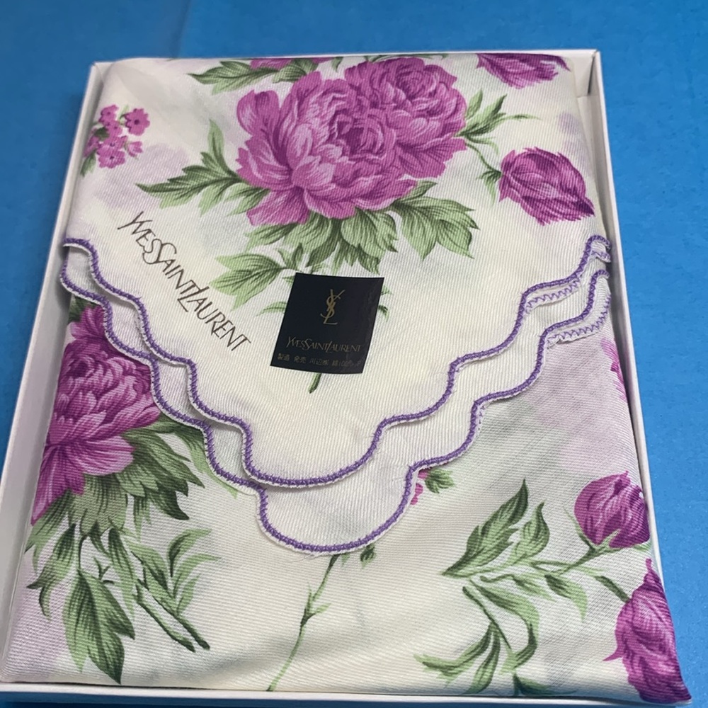 Yves Saint Laurent Purple Floral Mini  Scarf